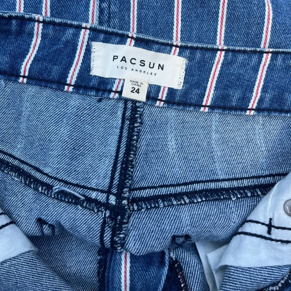 PacSun Denim Red & White Striped Mini Skirt | Size: 24